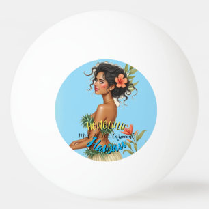 Pelota De Ping Pong Viaje de estilo vintage en Hawái Honolulu Hula Chi