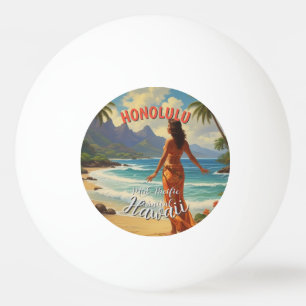 Pelota De Ping Pong Viaje de estilo vintage en Hawái Honolulu Mid-Paci