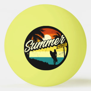 Pelota De Ping Pong Vibraciones de Verano Silueta Retro