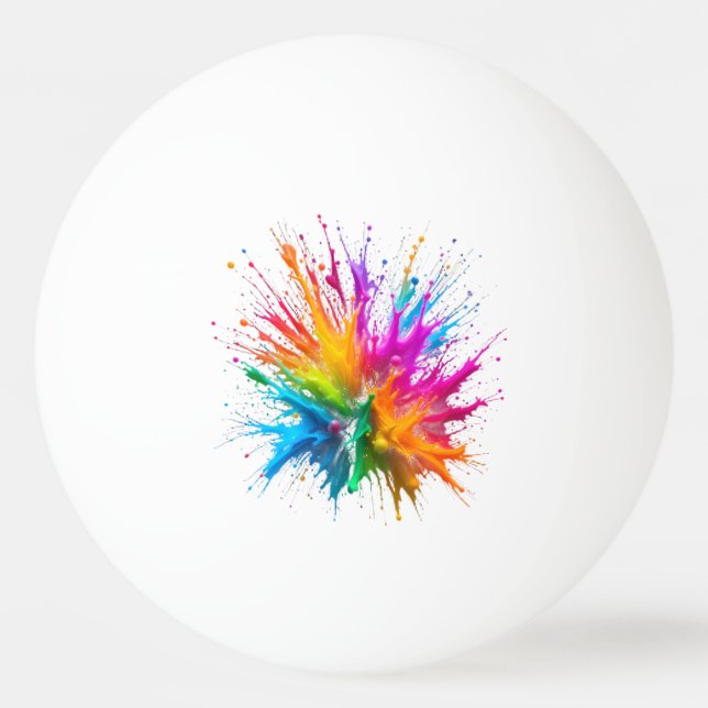 Pelota De Ping Pong Vibrant Rainbow Paint Splatter Explosion (Anverso)