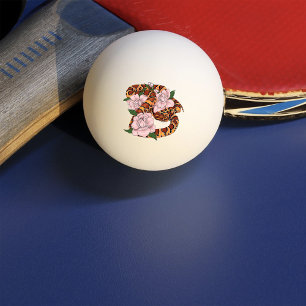 Pelota De Ping Pong Vibrante serpiente de maíz Flores de peonía rosada