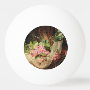 Pelota De Ping Pong Vida fija con Rosas en un piso forestal - Lach A.
