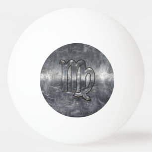 Pelota De Ping Pong Virgo Zodiac Rótulo Plata Grunge Molestias Estilo