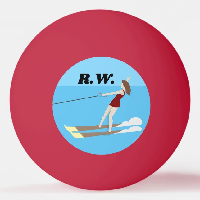 Pelota De Ping Pong Waterski de estilo vintage (Anverso)
