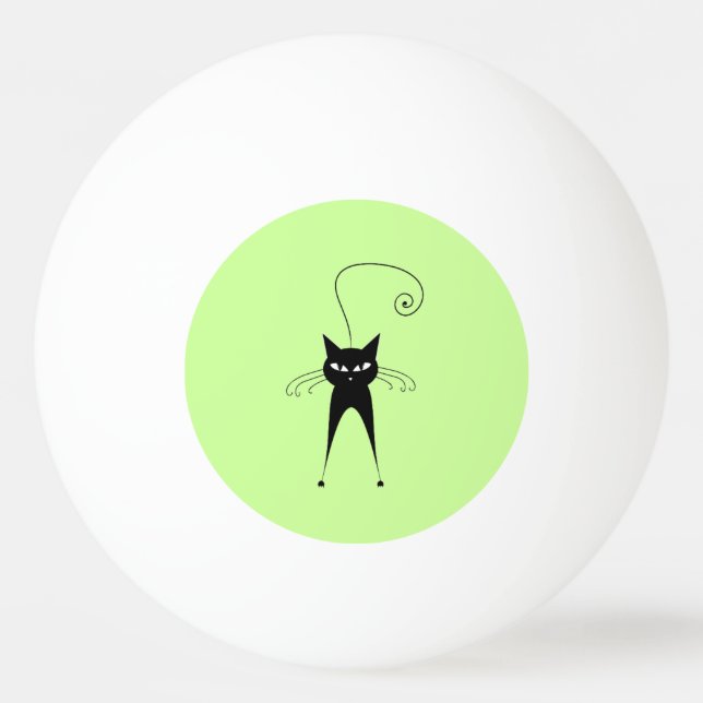 Pelota De Ping Pong Whimsical Funny gato negro de moda (Anverso)