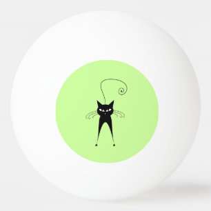 Pelota De Ping Pong Whimsical Funny gato negro de moda