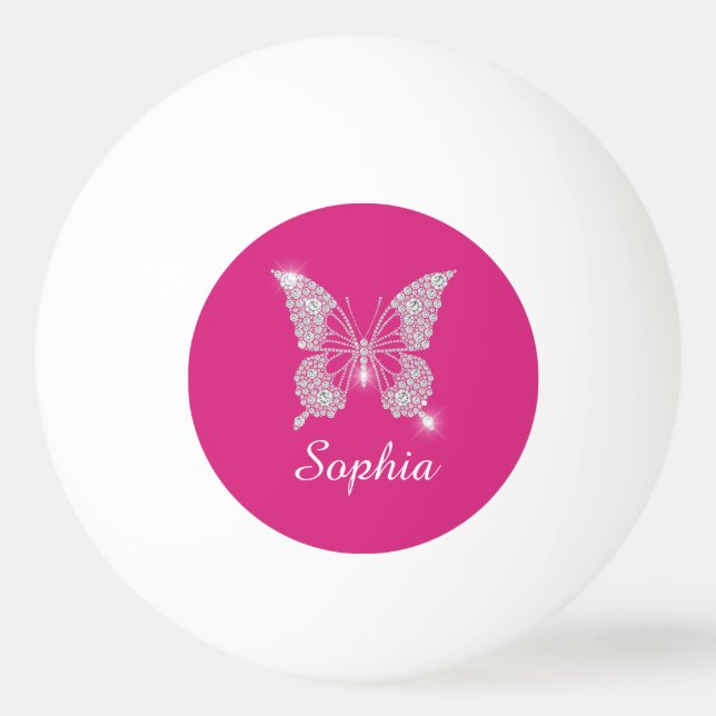 Pelota De Ping Pong White Diamond Butterfly, Script Name, Fuchsia (Anverso)