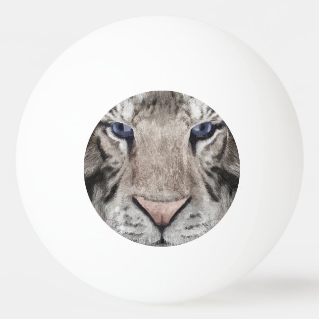 Pelota De Ping Pong White Tiger Head  (Anverso)