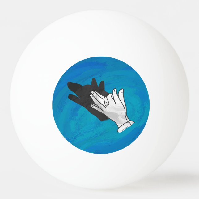 Pelota De Ping Pong Wolf Shadow sobre el azul (Reverso)