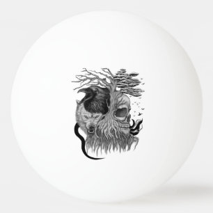 Pelota De Ping Pong Wolf y Raven con el cráneo