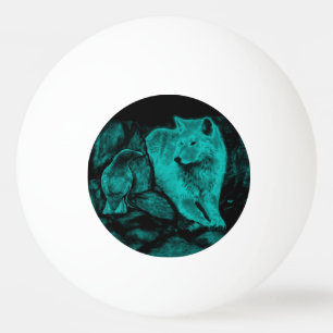 Pelota De Ping Pong Wolf y Raven en la noche