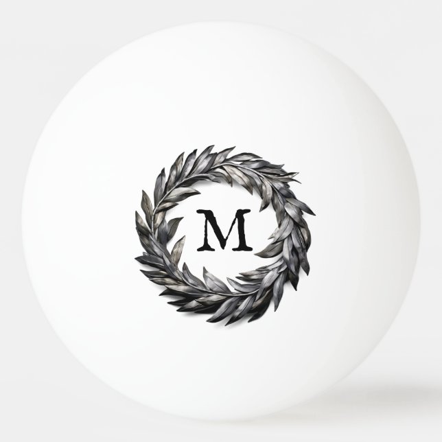 Pelota De Ping Pong Wreath Masculino Metálico Con Su Monograma (Anverso)