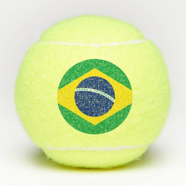 Pelota de tenis con bandera de Brasil (Anverso)