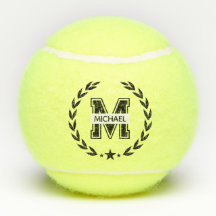 Pelota de tenis con monograma personalizado en neg