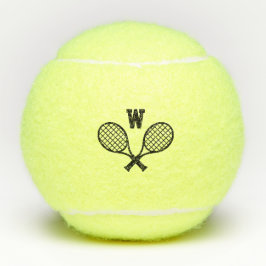 Pelota de tenis con raquetas iniciales y raquetas