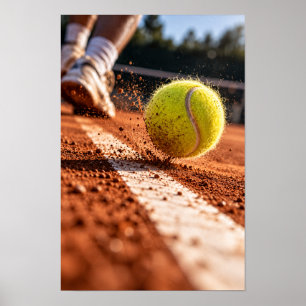 Pelota de Tenis en Pista de Arcilla Arte Dinámico