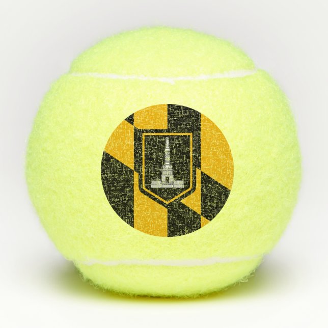 Pelota de tenis patriótica con bandera de Baltimor (Anverso)