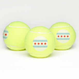 Pelota de tenis patriótica con bandera de Chicago,