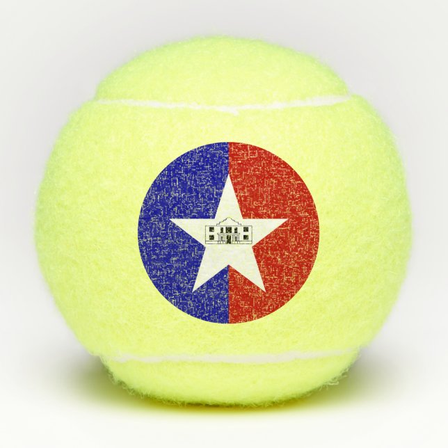 Pelota de tenis patriótica con bandera de San Anto (Anverso)