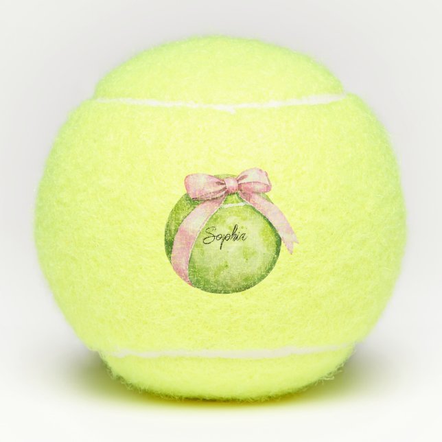 Pelota de tenis verde lazo rosa (Anverso)