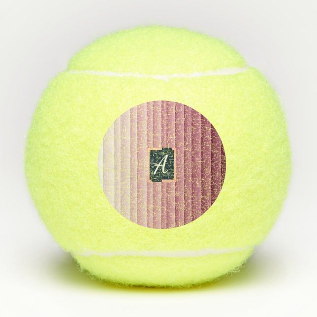 Pelota de tenis vertical con gradiente rosa y mono (Anverso)