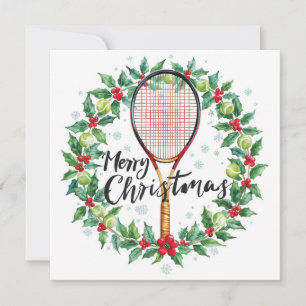 Pelota de tenis y raqueta Feliz Navidad