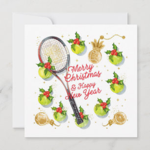 Pelota de tenis y raqueta Feliz Navidad