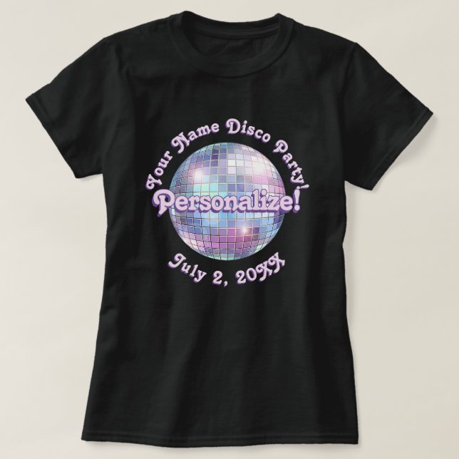 Pelota Disco Retro Púrpura PERSONALIZADA Camiseta (Diseño del anverso)