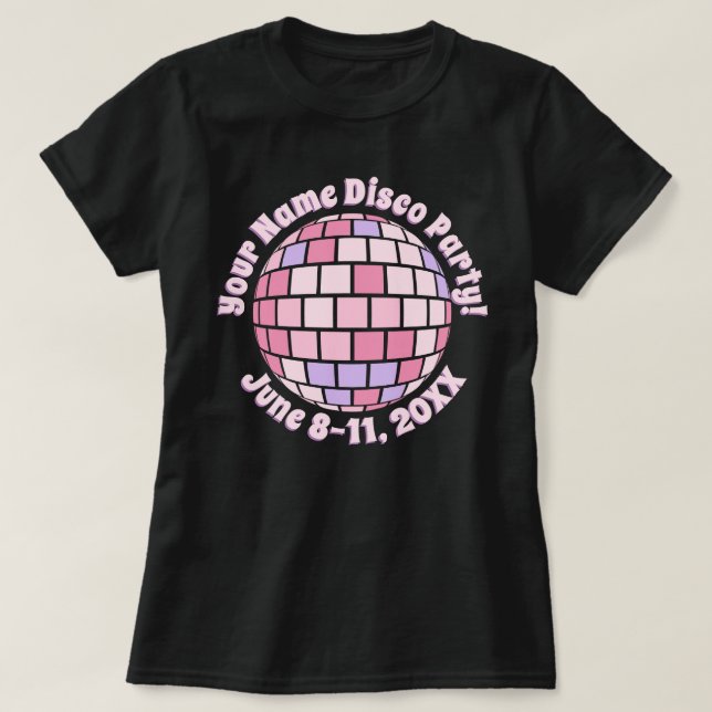 Pelota Disco Rosa Retro PERSONALIZADA Camiseta (Diseño del anverso)