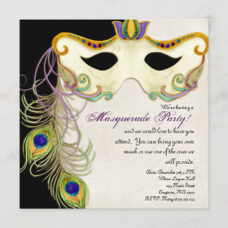 Pelota mascarada de pavo real - Invitación de fies
