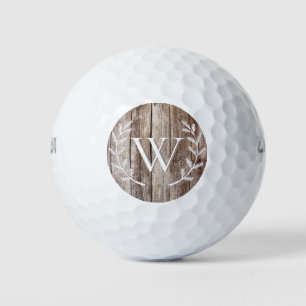 Pelota Monogramada de Golf Rustic Barn Wood Laurel