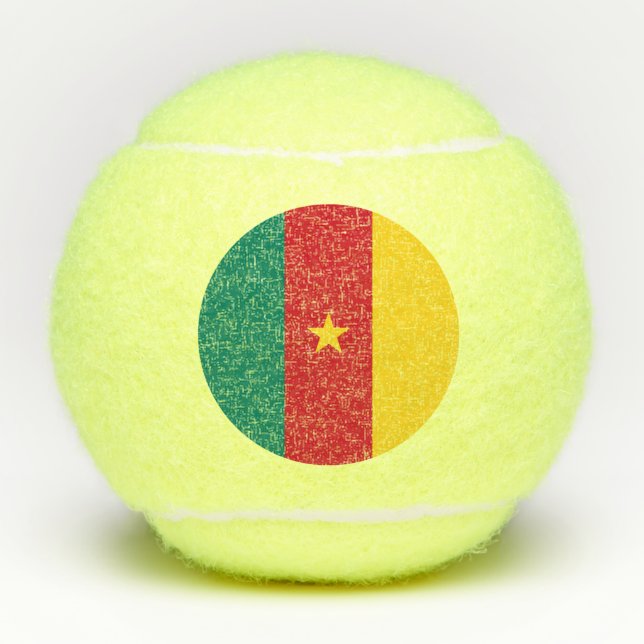 Pelota patriótica de tenis con bandera de Camerún (Anverso)