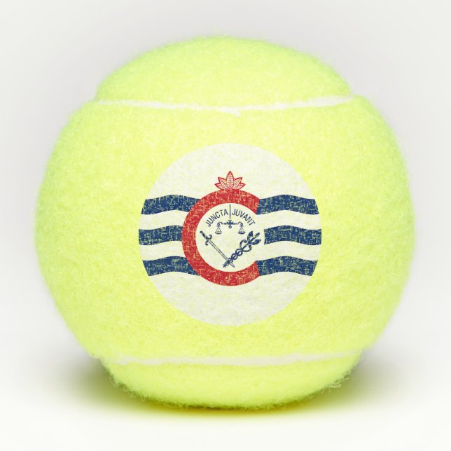 Pelota patriótica de tenis con bandera de Cincinna (Anverso)