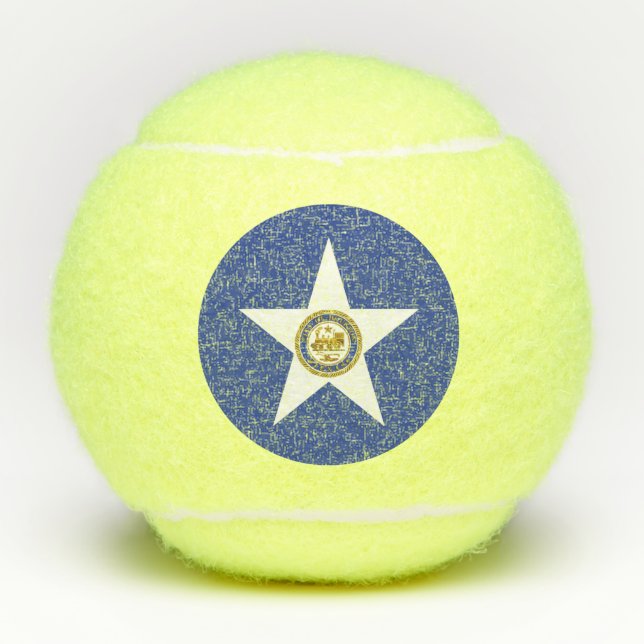 Pelota patriótica de tenis con bandera de Houston (Anverso)