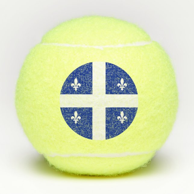 Pelota patriótica de tenis con bandera de Quebec,  (Anverso)