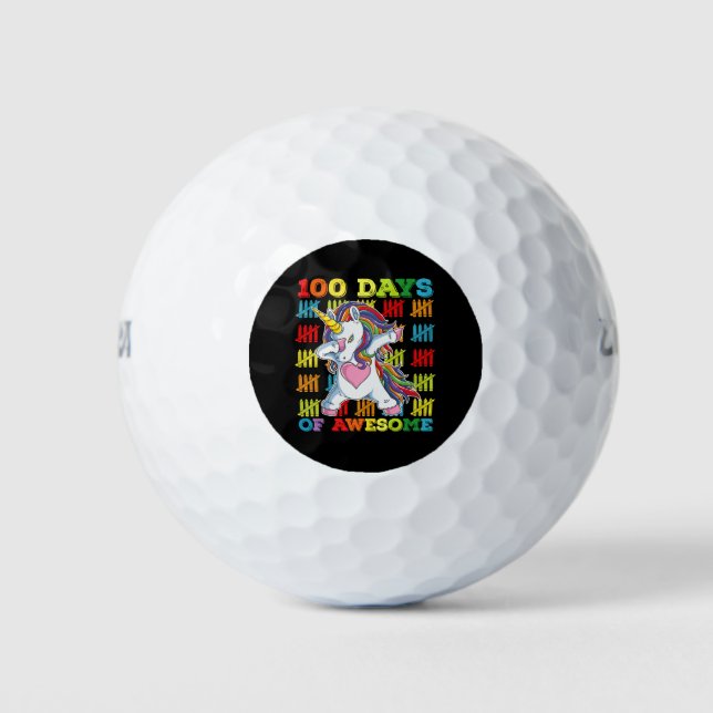 Pelotas De Golf 100 días de impresionante Unicornio (Anverso)