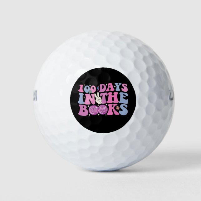 Pelotas De Golf 100 Días En El Libro Disco Ball Groovy Retro (Anverso)