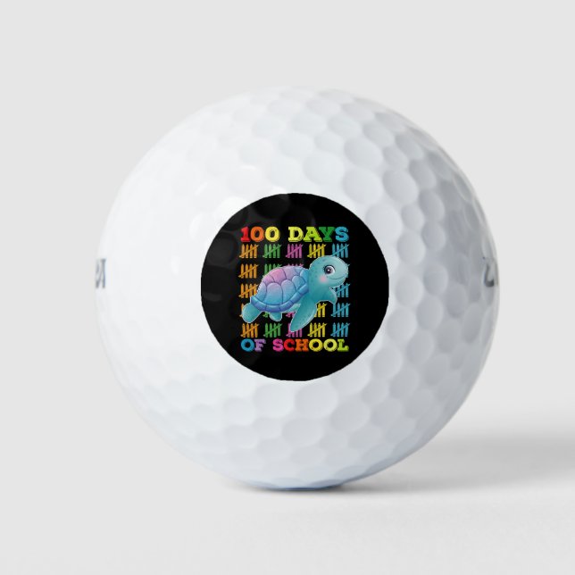 Pelotas De Golf 100 Días Escolares De Maestros De Tortuga (Anverso)