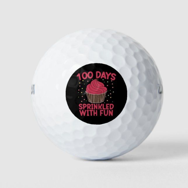 Pelotas De Golf 100 Días Salpicados De Diversión Cupcake Colegiala (Anverso)