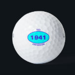 Pelotas De Golf 1941 80th Birthday Blue Name Any Year Golf Balls<br><div class="desc">1941 80th Birthday Blue Name Any Year Golf Balls.
Personalice su nombre y apellido y edite el año para cualquier bola de golf que ofrezca el logotipo de Oval.</div>