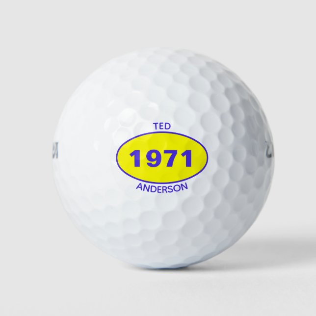 Pelotas De Golf 1971 50º Nacimiento Amarillo Nombre de cualquier a (Anverso)