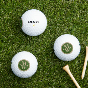 Pelotas De Golf 2-iniciales Monogramado verticalmente Moderno