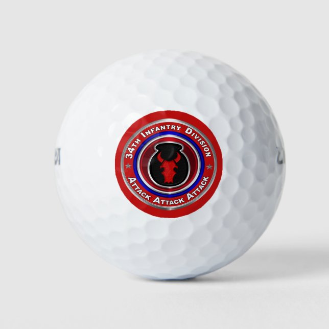 Pelotas De Golf 34.ª División de Infantería Diseño Personalizado (Anverso)