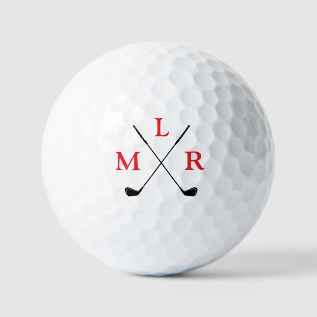 Pelotas De Golf 3 Monograma personalizado de las letras rojas inic (Anverso)