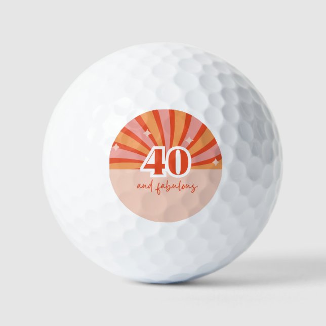 Pelotas De Golf "40 y fabuloso", durazno retro brillante pequeño (Anverso)