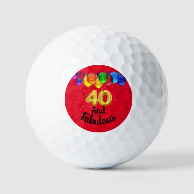 Pelotas De Golf 40 y fabulosos globos de cumpleaños (Anverso)