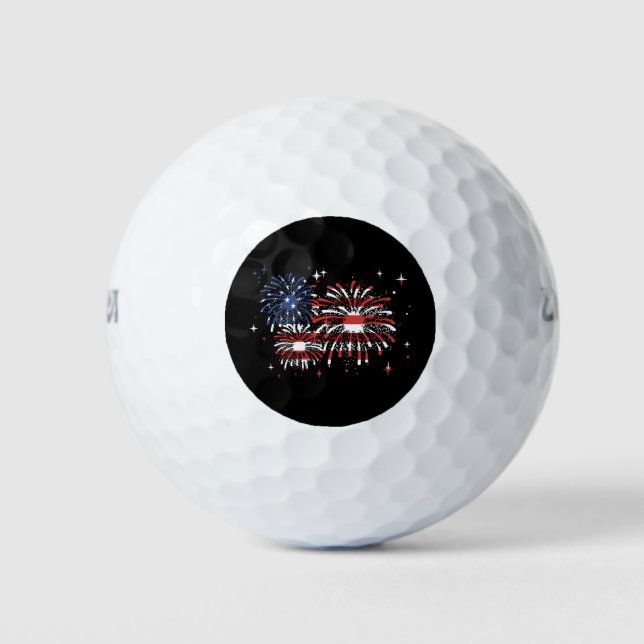 Pelotas De Golf 4 De Julio Fuegos Artificiales Estadounidenses (Anverso)