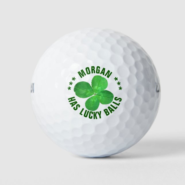 Pelotas De Golf 4 Leaf Clover Shamrock Funny Personalizado (Anverso)