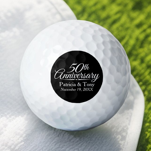 Pelotas De Golf 50.º Aniversario Boda de Oro Personalizado (Personalized Golf Ball - Add Your Monogram for a Wedding Anniversary Favor)