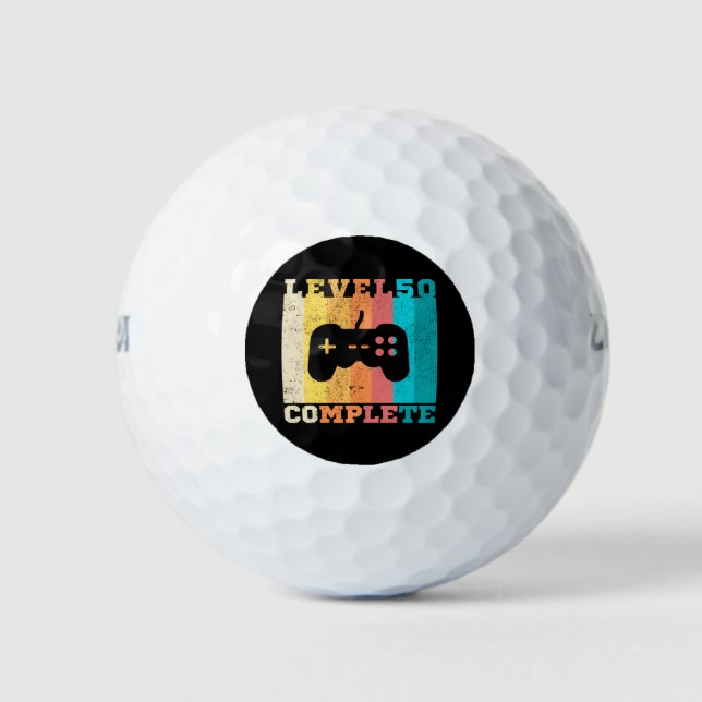Pelotas De Golf 50.º cumpleaños/ aniversario Nivel 50 completado (Anverso)
